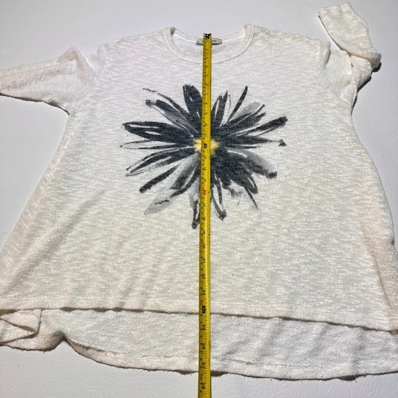 Jess and Jane Crew Neck 3/4 Sleeve Slub‎ Knit Daisy Sweater Tunic Top Small - Picture 4 of 5